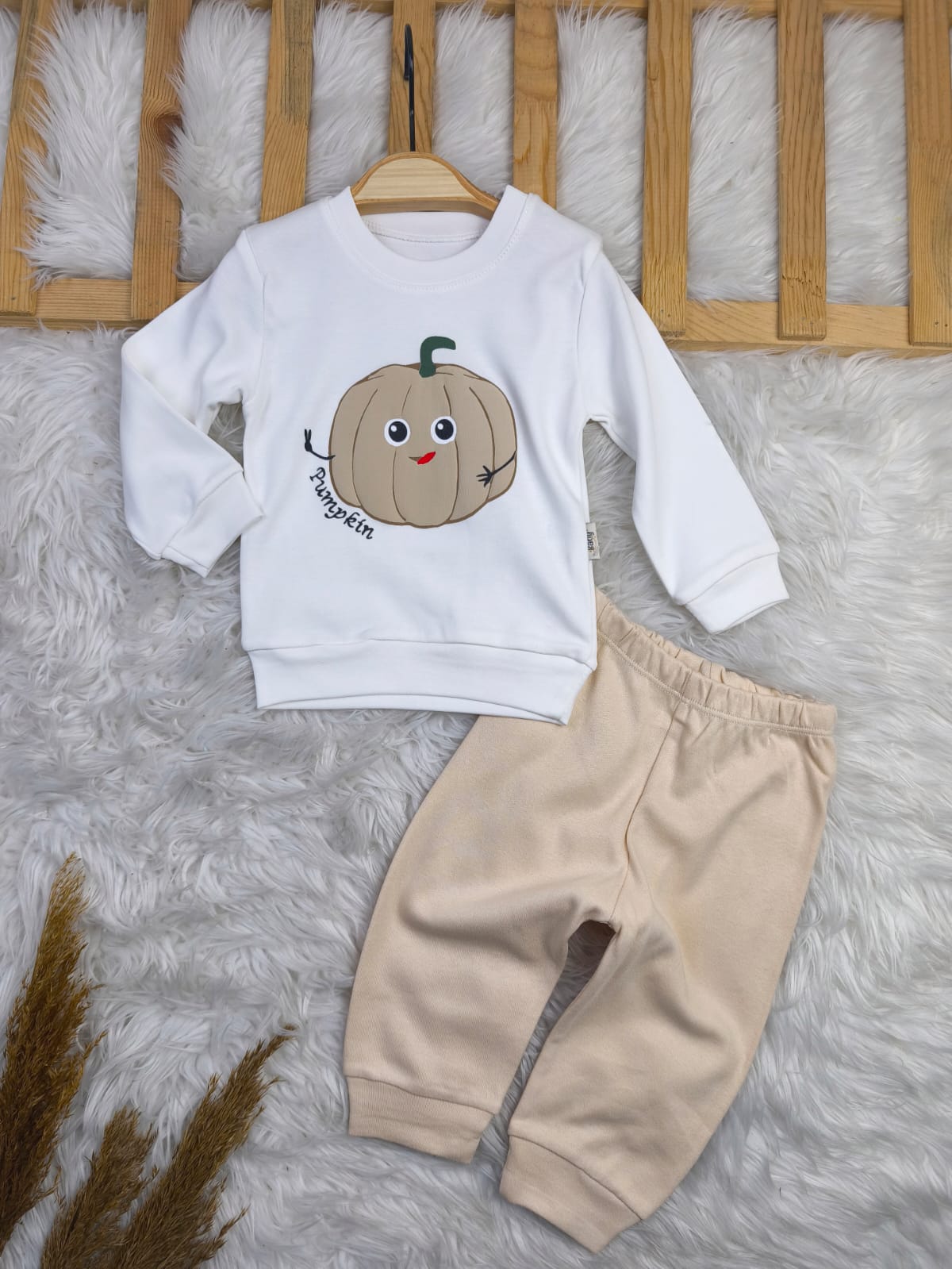 1864 KABAK KABARTMA BASKI MEVSİMLİK TAKIM  - Saks mavi / 12-18 Ay