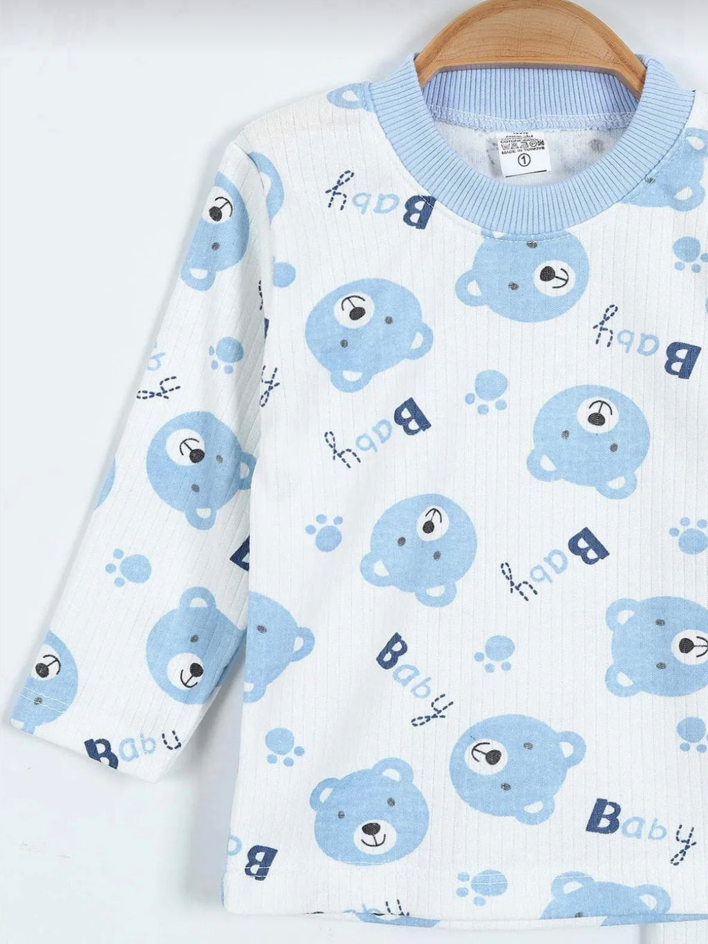 435590 Ayıcık Desenli Pijama Takımı-Mavi
