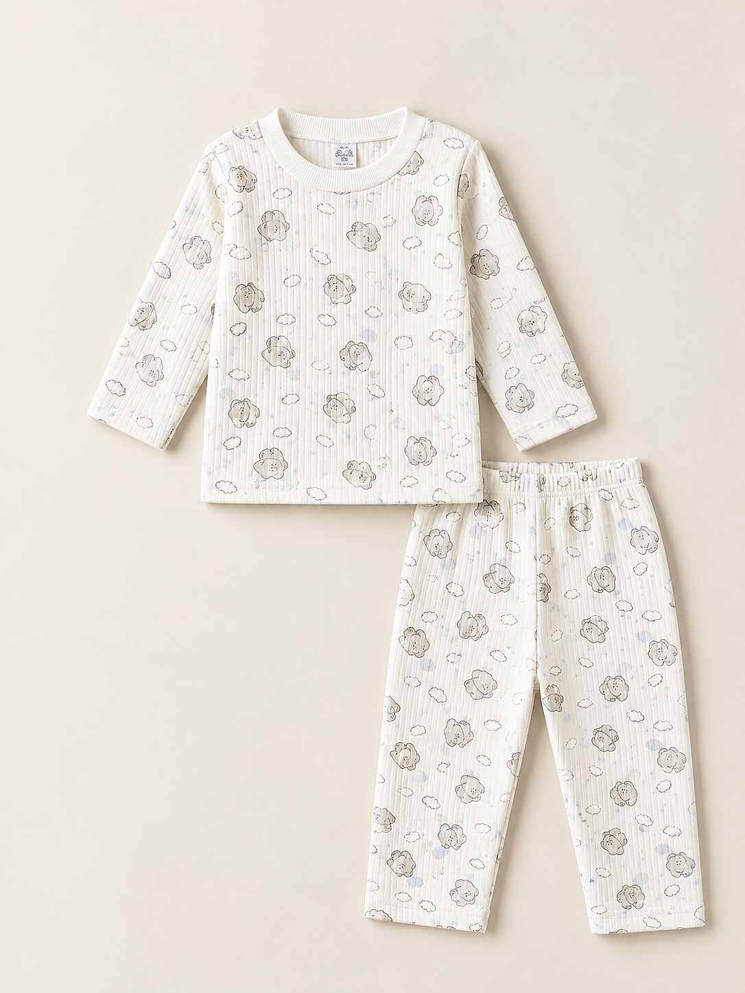 435588 Casper Desenli Raporlu Penye Pijama Takımı-Mavi