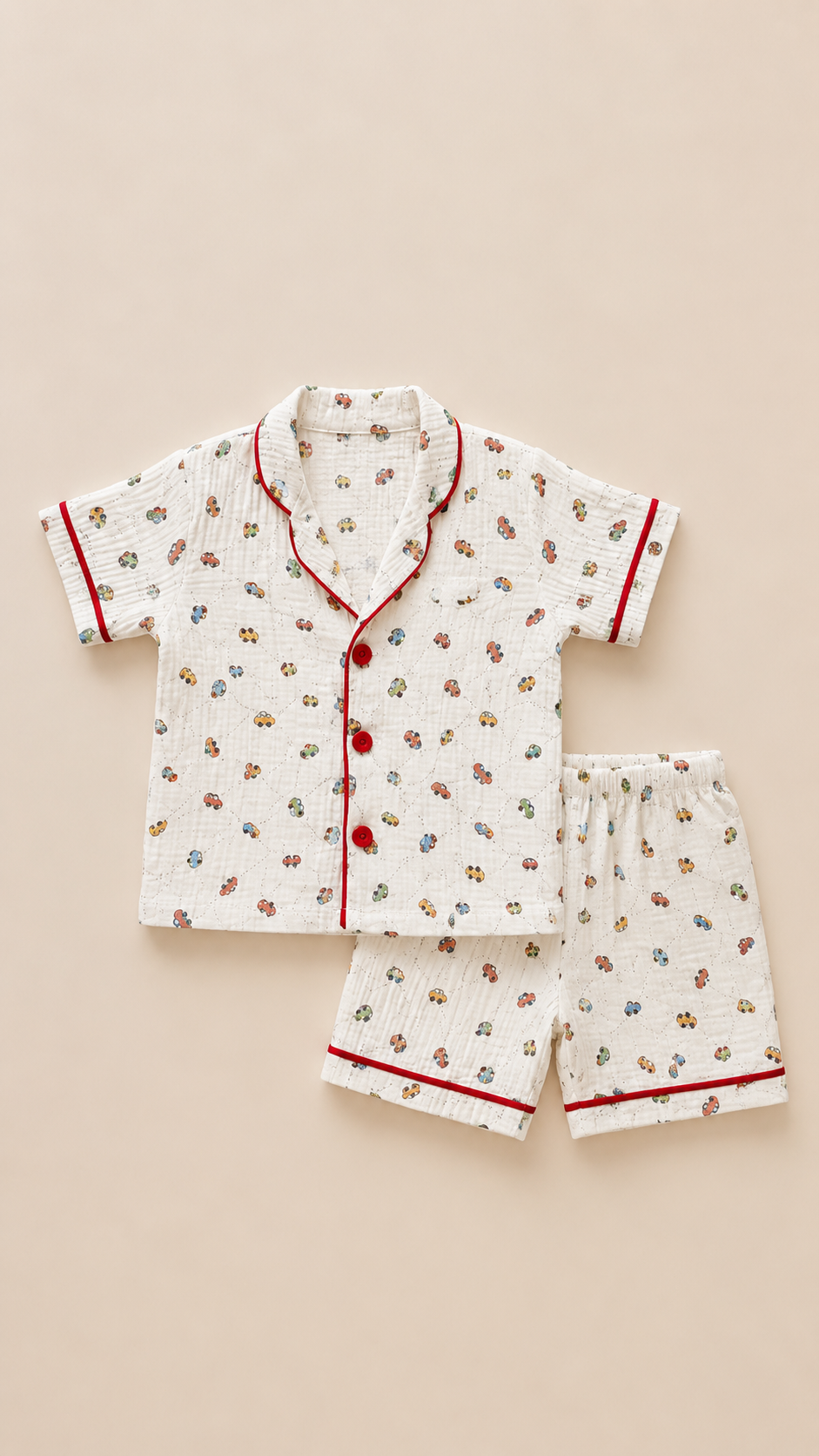458175 Araba Desen Müslim Kısa Kol Pijama Takımı
