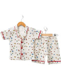 458175 Araba Desen Müslim Kısa Kol Pijama Takımı