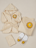 408526 PAPATYA ÇİÇEK DETAYLI BEBE BORNOZ SETİ