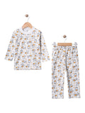 1010 Astronot Baskılı Raporlu Penye Pijama Takım - Sarı