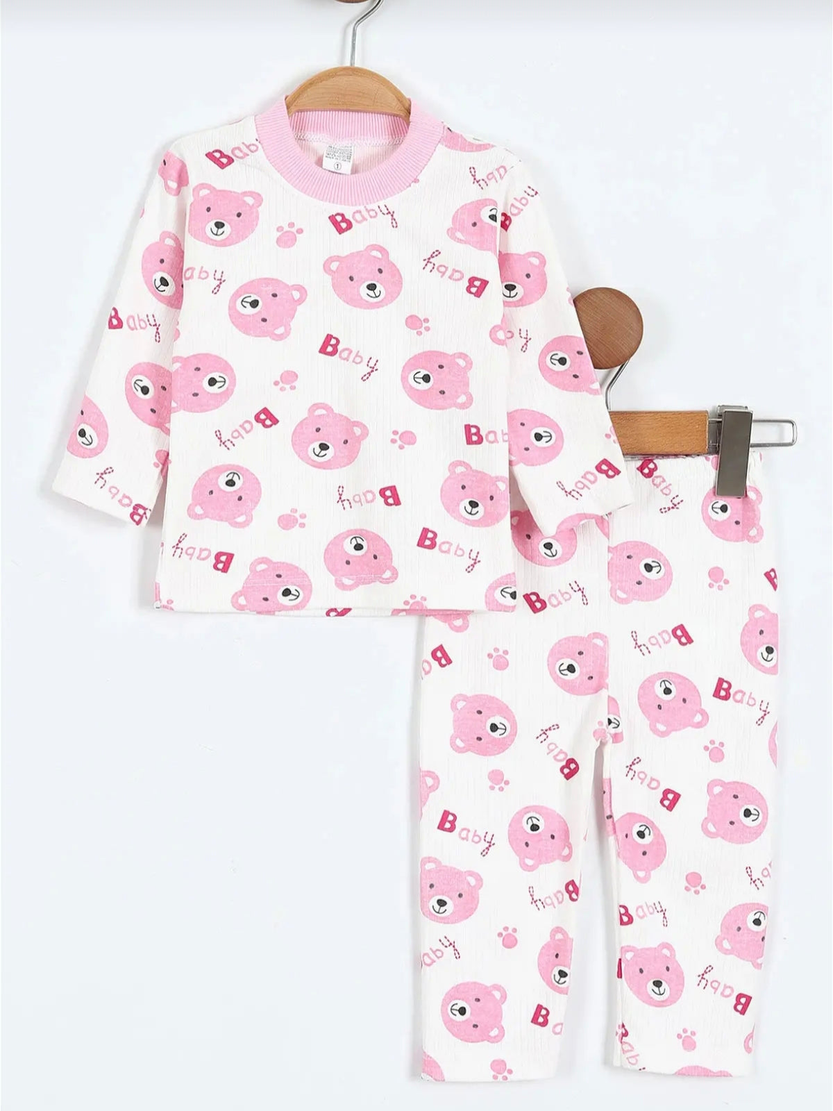 435590 Ayıcık Desenli Pijama Takımı-Pembe