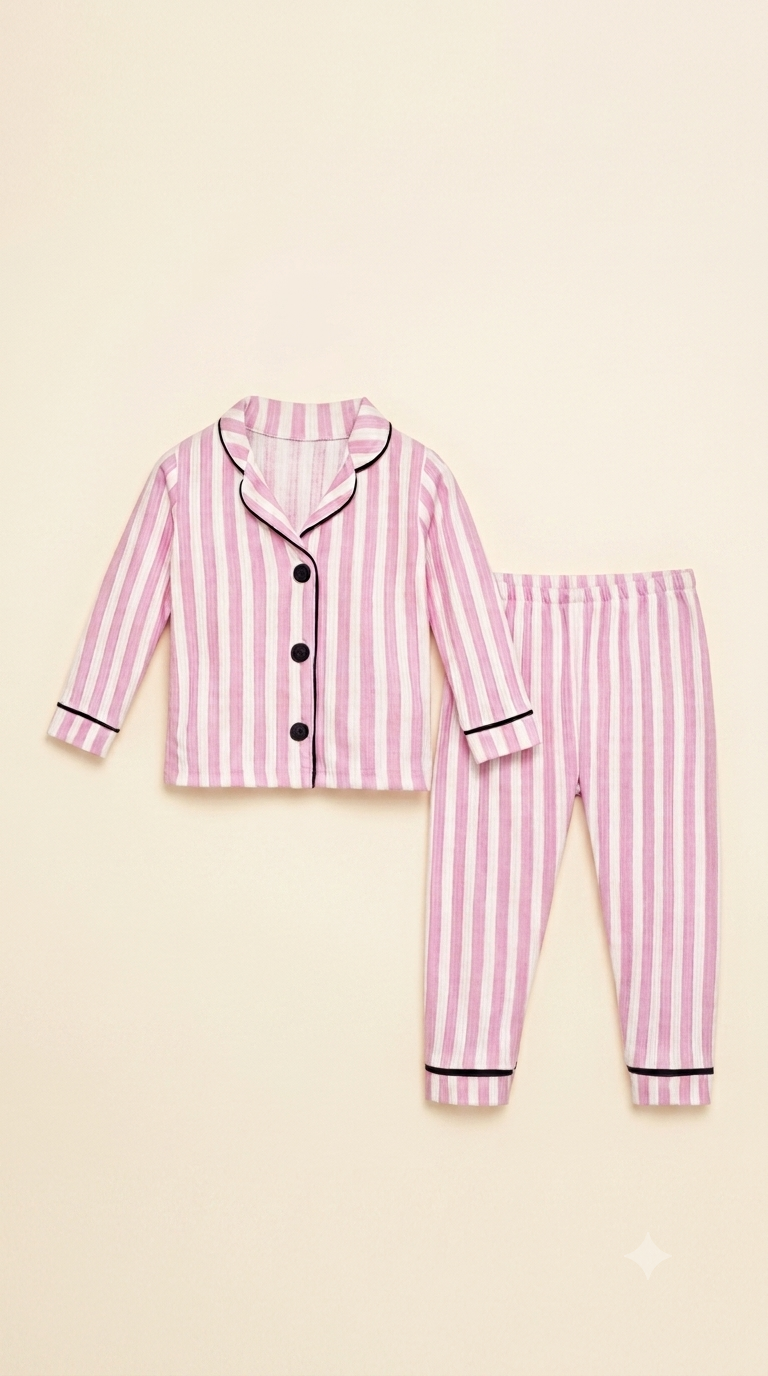 443099 Çizgili Kız Bebek Pijama Takımı