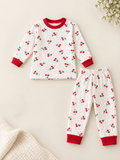 435589 Kiraz Desenli Raporlu Pijama Takımı