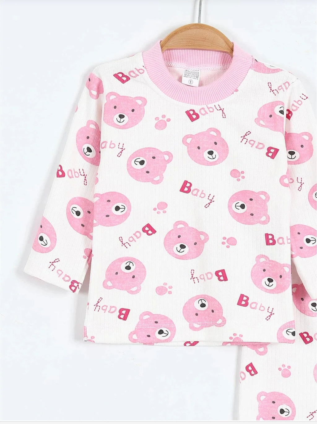 435590 Ayıcık Desenli Pijama Takımı-Pembe