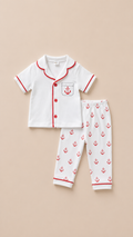 452350 Denizci Kısa Kol Pijama Takımı - Kırmızı